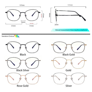 Peculiar JIN Square Stainless Steel Frame Anti Radiation Glasses UV400 - peculiareyewear