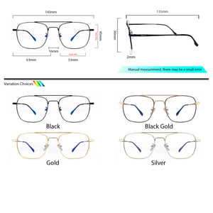 Peculiar ASH Aviator Square Stainless Steel Frame Anti Radiation Glasses UV400