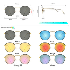 Peculiar Eyewear LOUISE Gold Round Metal Frame Sunglasses Shades For Men and Women