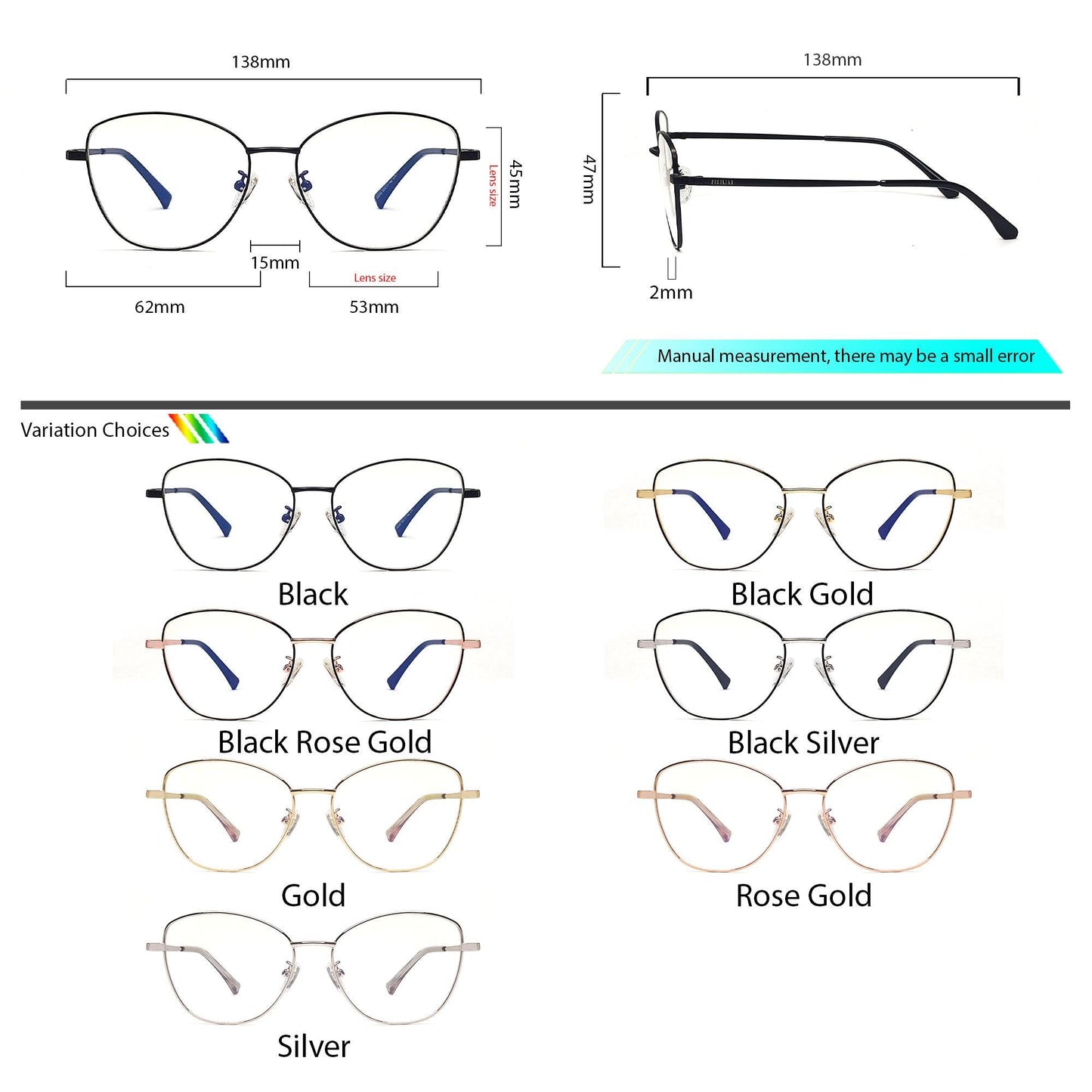 Peculiar ZET Cat Eye Stainless Steel Frame Anti Radiation Glasses UV400 - peculiareyewear