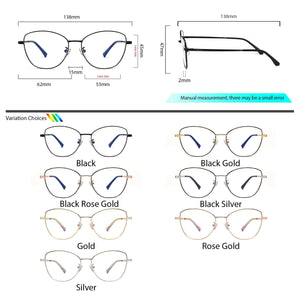 Peculiar ZET Cat Eye Stainless Steel Frame Anti Radiation Glasses UV400 - peculiareyewear