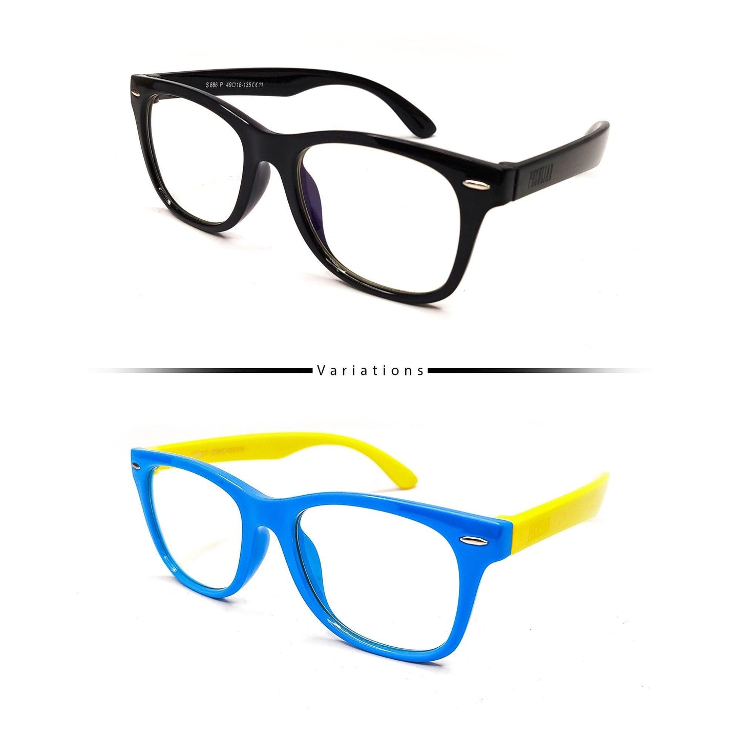 Peculiar AVERY Square KIDS FLEX TR90 Rubberized Frame Anti Radiation Glasses UV400 (5 - 10 Years Old) - peculiareyewear