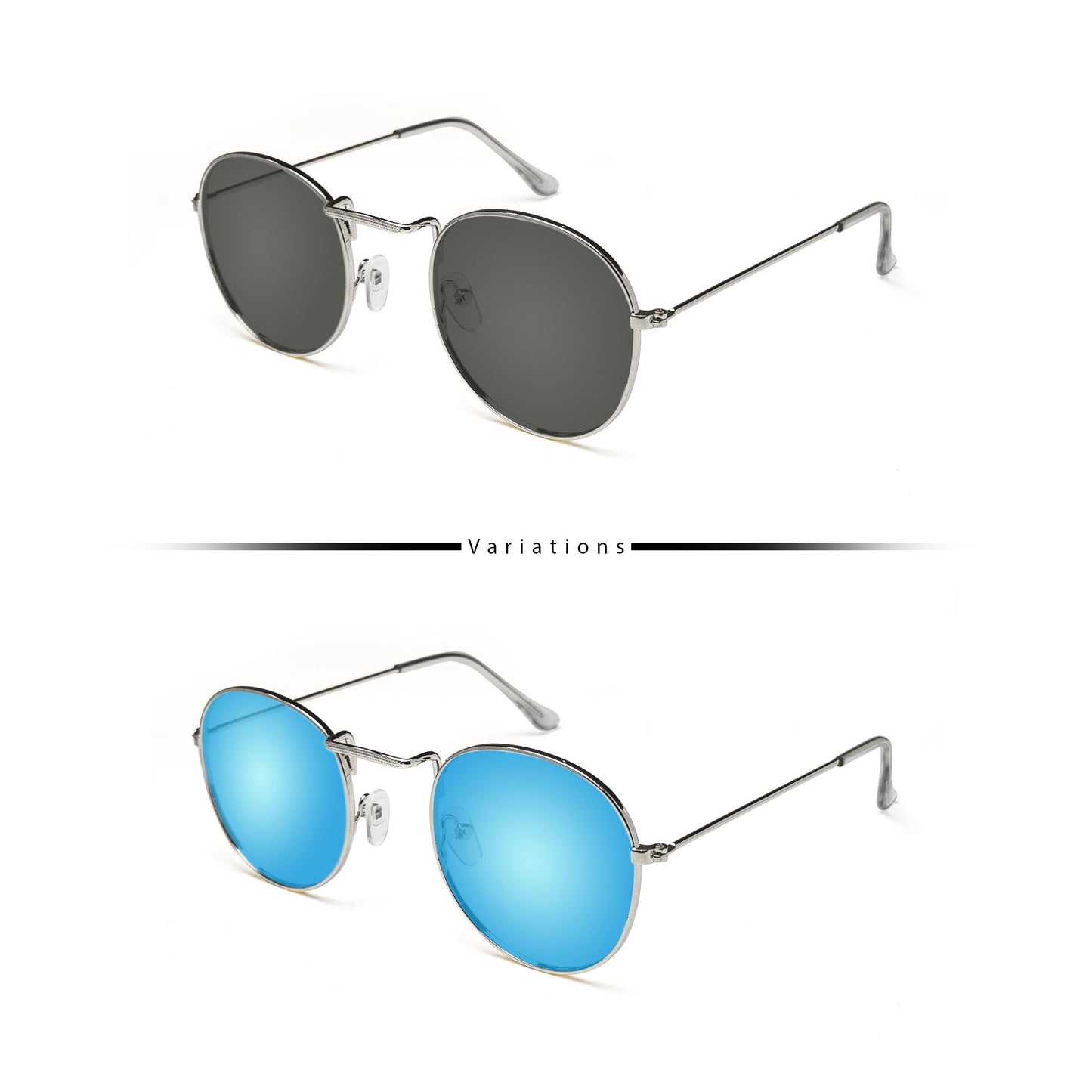 Peculiar Eyewear LOUISE Silver Round Metal Frame Sunglasses Shades For Men and Women