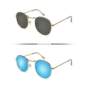 Peculiar Eyewear LOUISE Gold Round Metal Frame Sunglasses Shades For Men and Women
