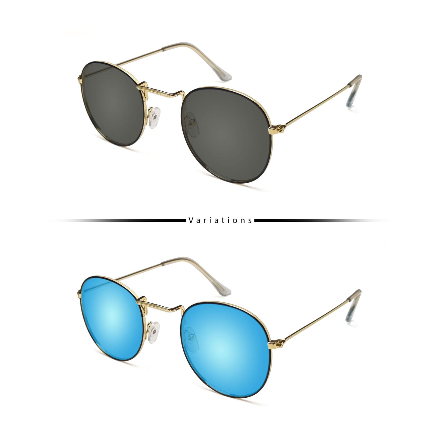 Peculiar Eyewear LOUISE BlackGold Round Metal Frame Sunglasses Shades For Men and Women