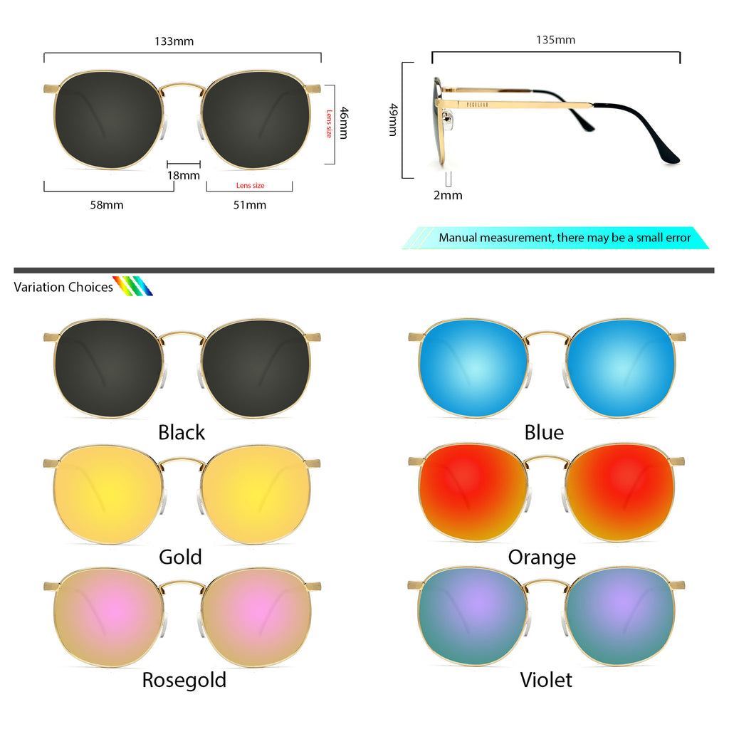 Peculiar Eyewear HUGO Gold Round Metal Frame Sunglasses Shades For Men and Women
