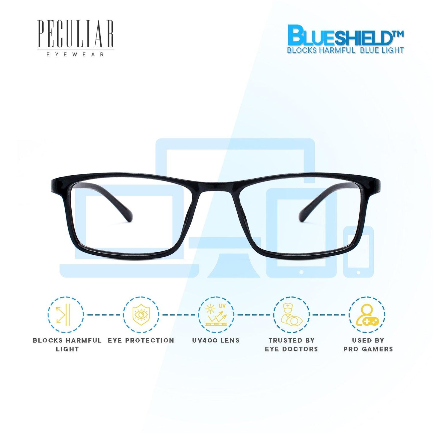 Peculiar  FLORENCE Square Polycarbonate Frame Anti Radiation Glasses UV400 - peculiareyewear