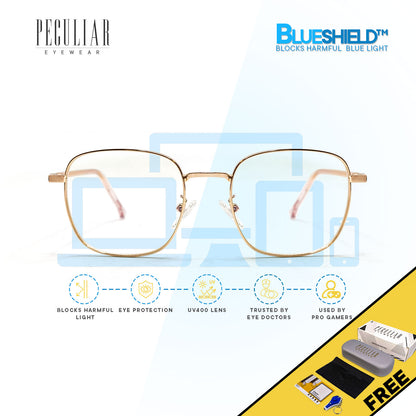 Peculiar NEIL Square Stainless Steel Frame Anti Radiation Glasses UV400