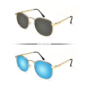 Peculiar Eyewear HUGO Gold Round Metal Frame Sunglasses Shades For Men and Women