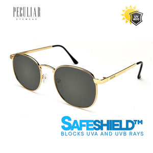 Peculiar Eyewear HUGO Gold Round Metal Frame Sunglasses Shades For Men and Women