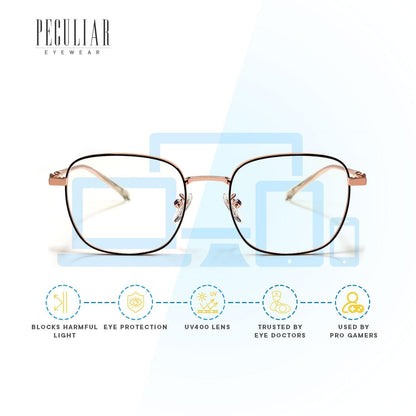 Peculiar NEIL Square Stainless Steel Frame Anti Radiation Glasses UV400 - peculiareyewear