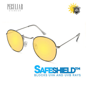 Peculiar Eyewear LOUISE BlackSilver Round Metal Frame Sunglasses Shades For Men and Women