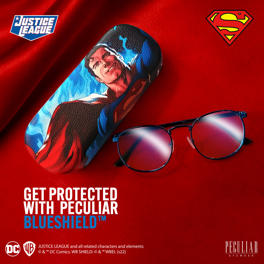 Justice League X Peculiar SUPERMAN Square METAL Frame Anti Radiation G peculiareyewear